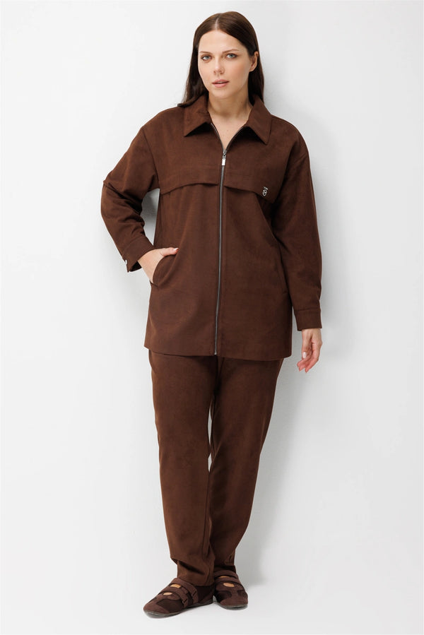 EKOL Beli Bağcıklı Dar Paça Süet Pantolon 4595