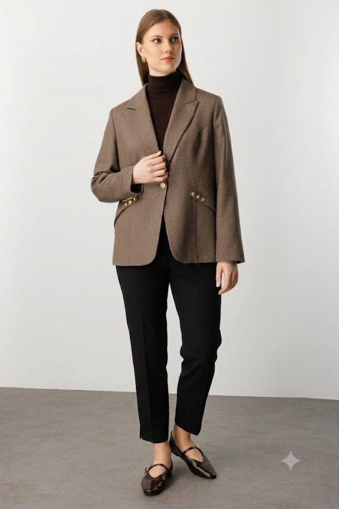 EKOL Zikzak Desenli Dar Paça Pantolon 5535-26k