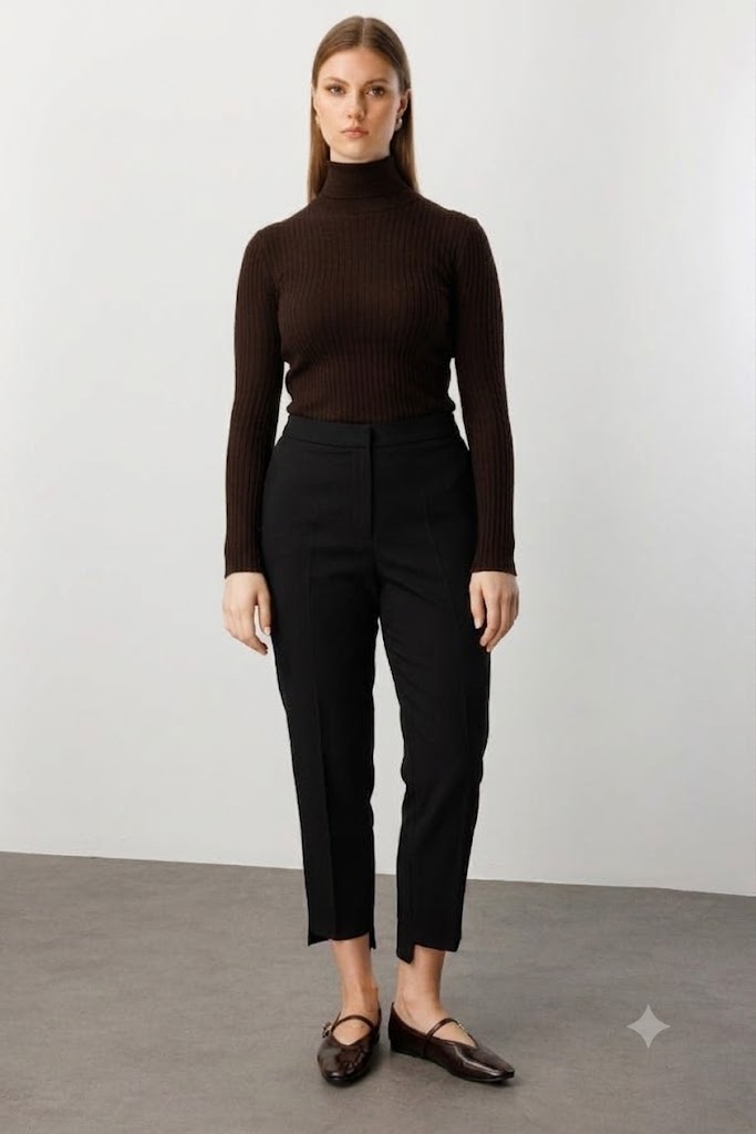 EKOL Zikzak Desenli Dar Paça Pantolon 5535-26k
