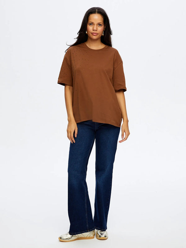 CENTİLMEN Taş Detaylı Yuvarlak Yaka Pamuklu T-shirt TSH051