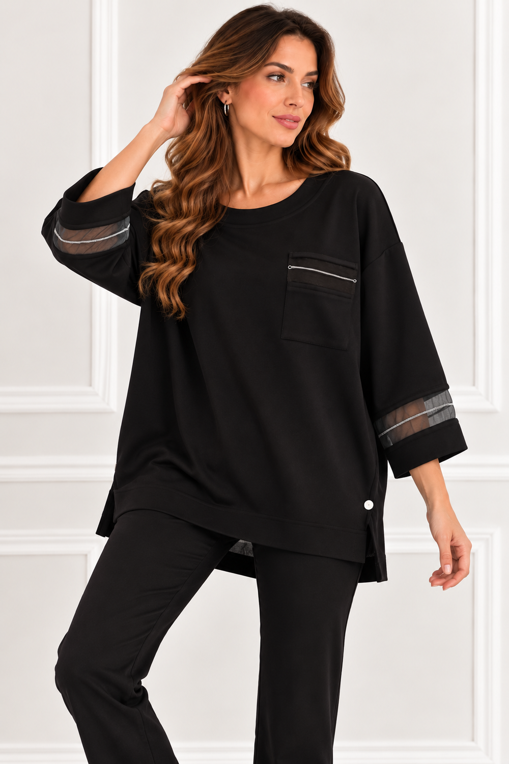 FEVER File Detaylı Cepli Oversize  BLUZ 14001