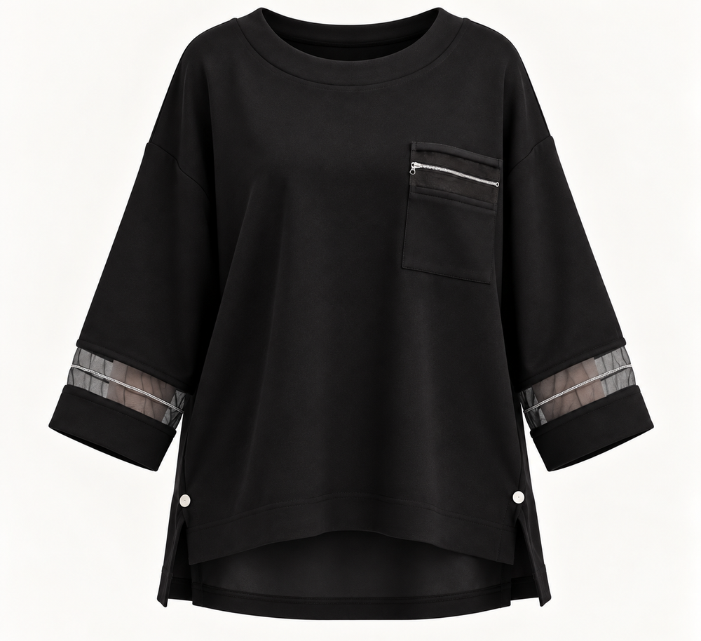 FEVER File Detaylı Cepli Oversize  BLUZ 14001