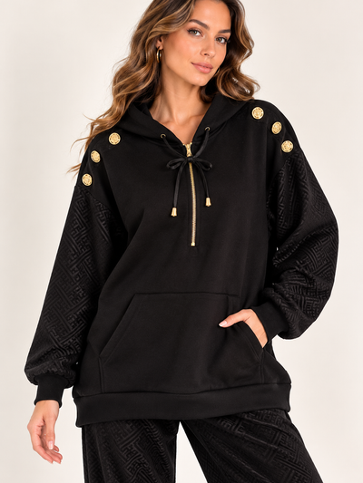 FEVER Gold Düğme Detaylı Kapüşonlu Sweatshirt 14036