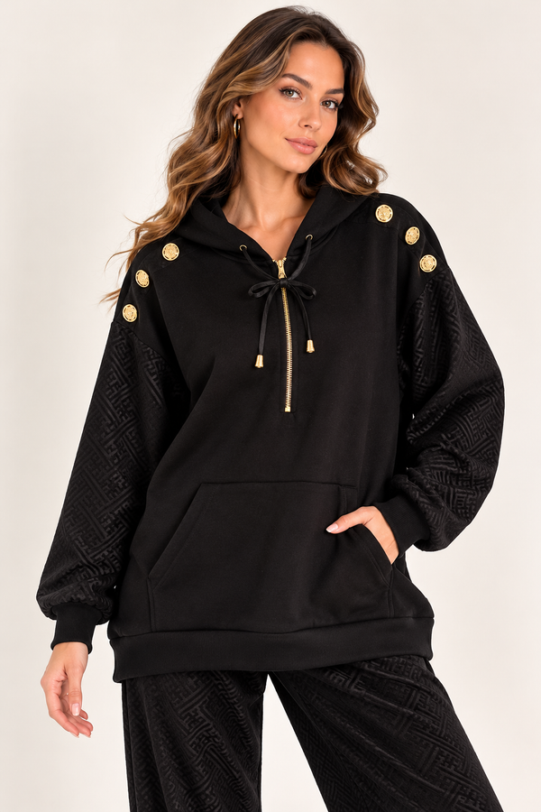 FEVER Gold Düğme Detaylı Kapüşonlu Sweatshirt 14036