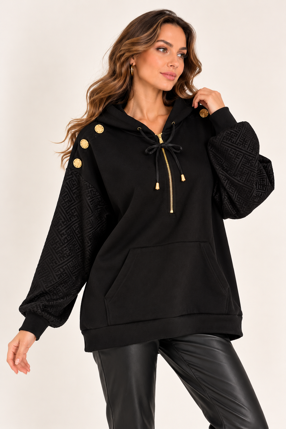 FEVER Gold Düğme Detaylı Kapüşonlu Sweatshirt 14036