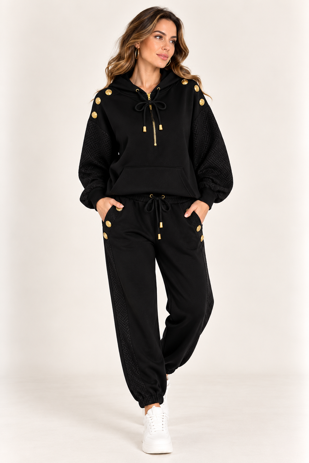 FEVER Gold Düğme Detaylı Kapüşonlu Sweatshirt 14036