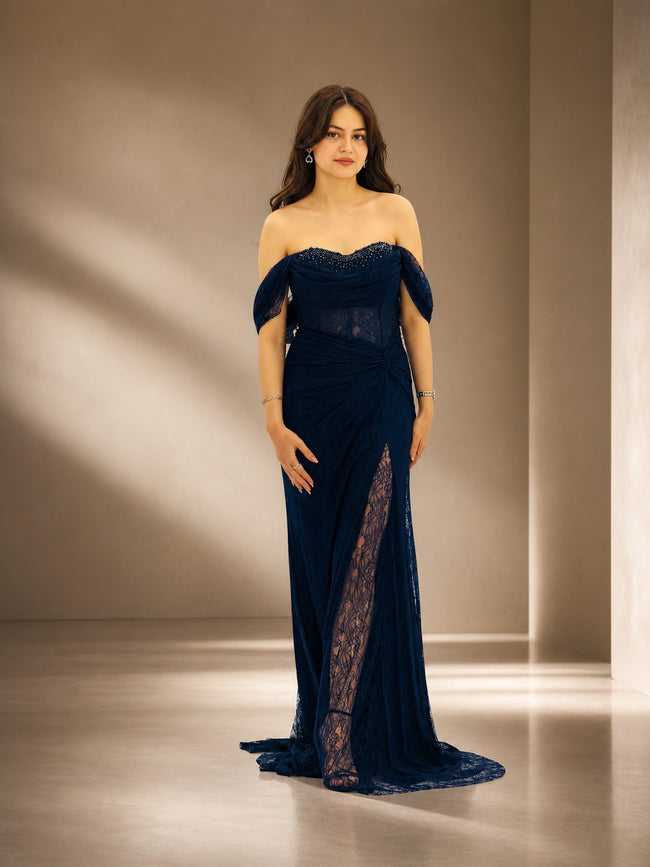 FOR COSTUME Dantel Detaylı Abiye 10534