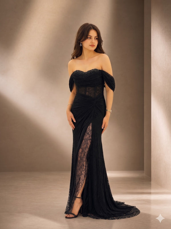 FOR COSTUME Dantel Detaylı Abiye 10534