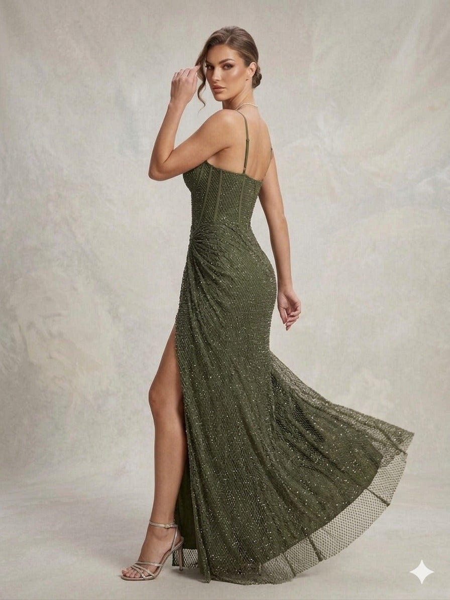 FOR COSTUME Kristal İşlemeli Korsaj Elbise 9983