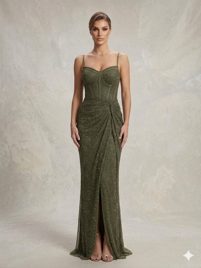 FOR COSTUME Kristal İşlemeli Korsaj Elbise 9983