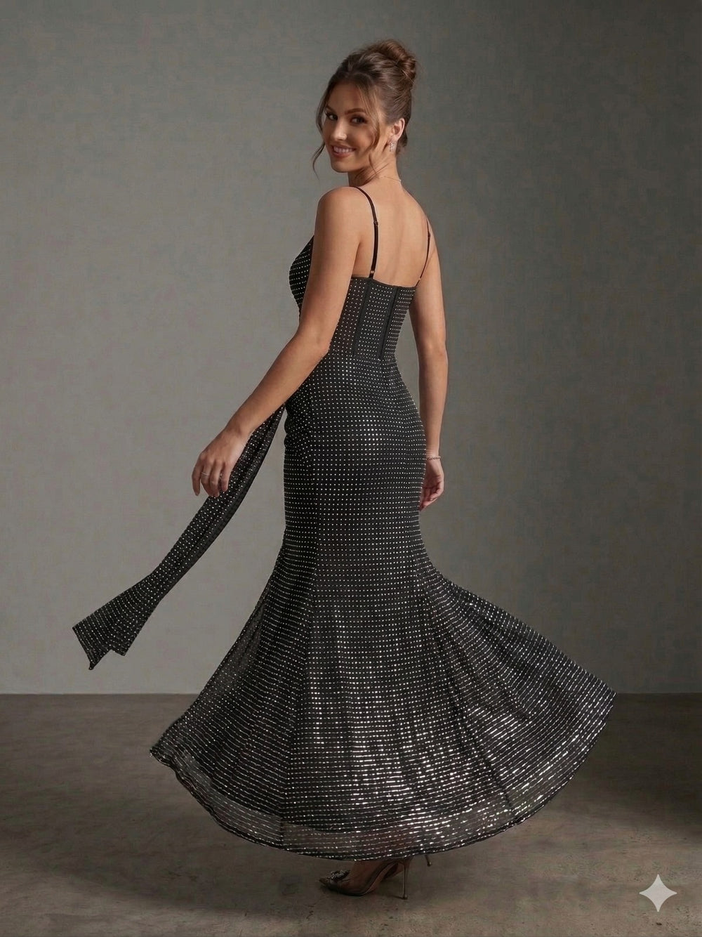 FOR COSTUME Kristal İşlemeli Korsaj Elbise 9983