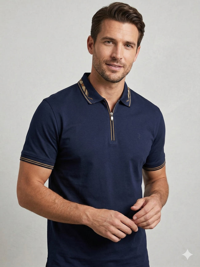 CENTİLMEN Fit Polo Yaka Detaylı Merserize Tişört  1624