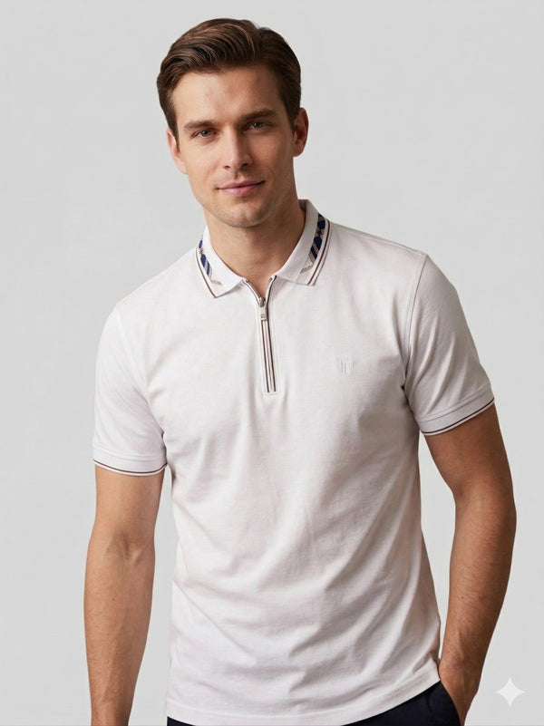 CENTİLMEN Fit Polo Yaka Detaylı Merserize Tişört  1624