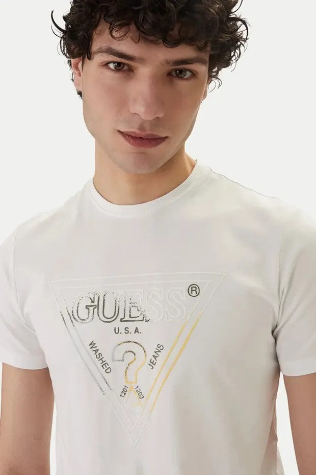 GUESS Bisiklet Yaka Kısa Kollu Üçgen Logolu T-shirt  M6GI11K2992