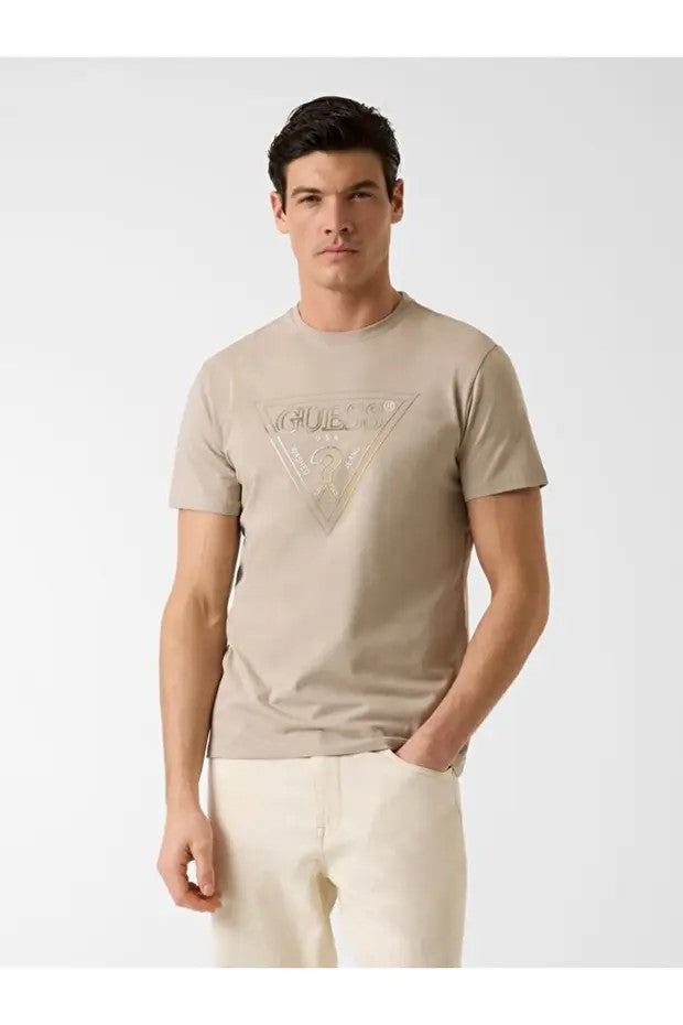 GUESS Bisiklet Yaka Kısa Kollu Üçgen Logolu T-shirt  M6GI11K2992