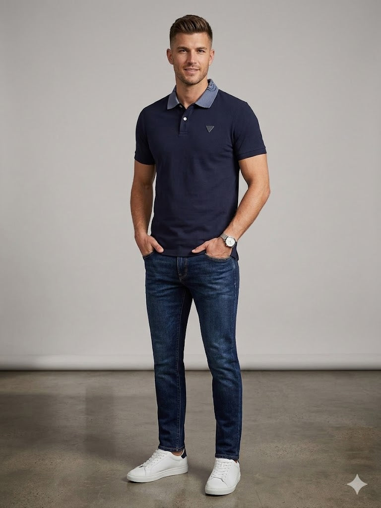 GUESS Erkek Polo Yaka Basic T-Shirt M5GP66J1314