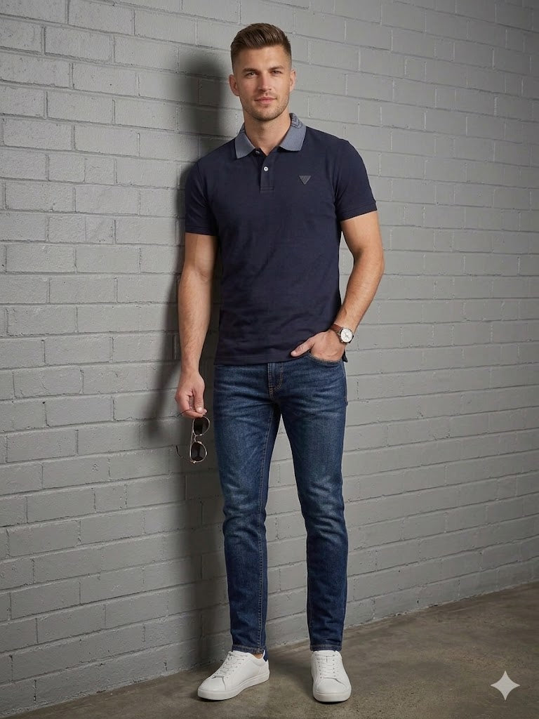 GUESS Erkek Polo Yaka Basic T-Shirt M5GP66J1314