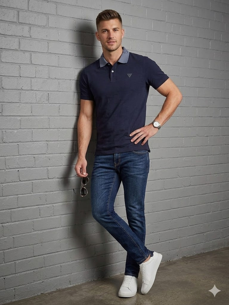 GUESS Erkek Polo Yaka Basic T-Shirt M5GP66J1314