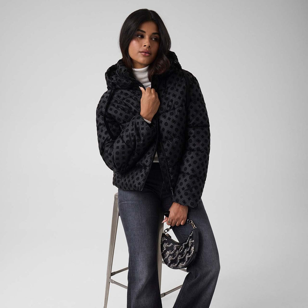 GUESS Guess 4G Logolu Fermuarlı Kapüşonlu MontW6BL56W4195