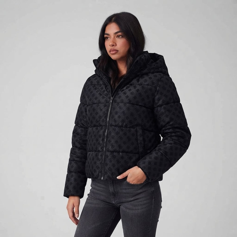 GUESS Guess 4G Logolu Fermuarlı Kapüşonlu MontW6BL56W4195