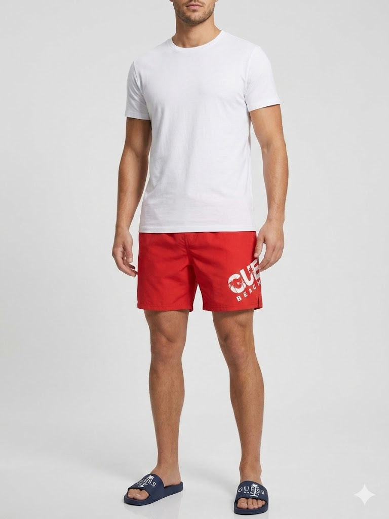 GUESS Beach Erkek Kırmızı Deniz Şortu Mayo F5GT27WG2E2