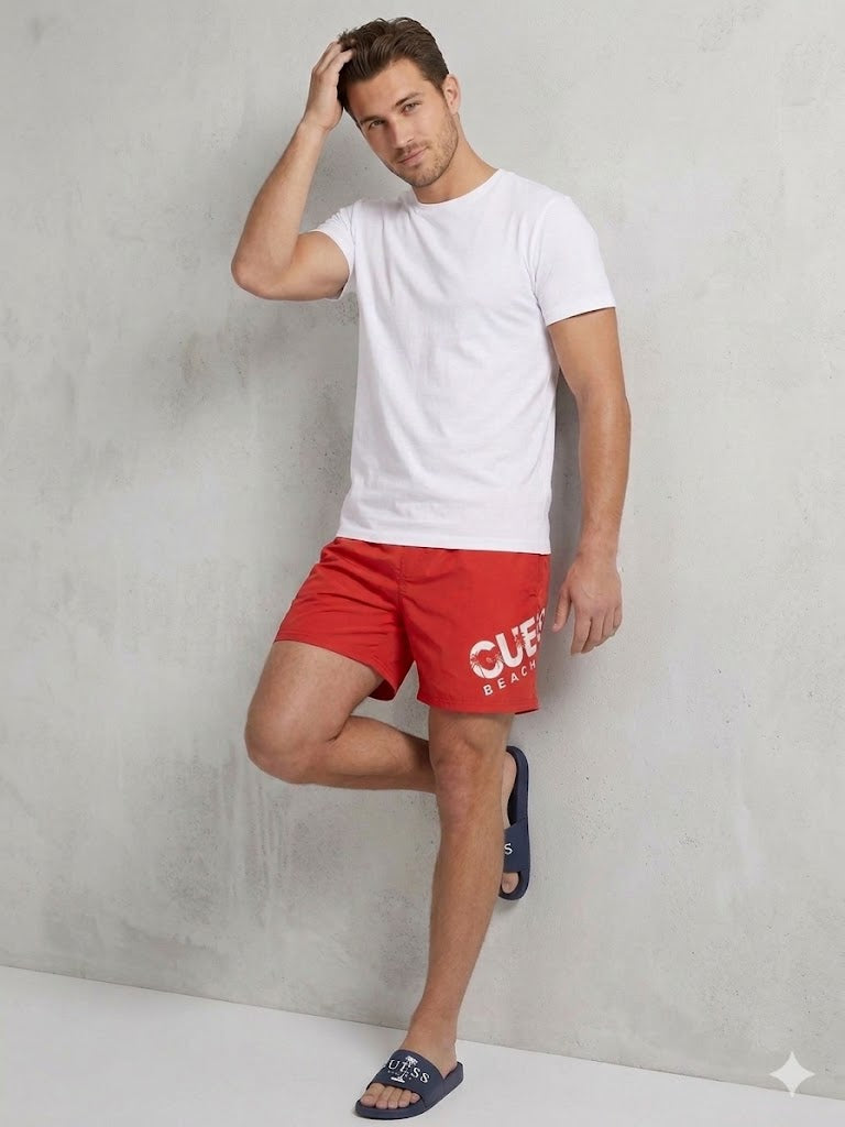 GUESS Beach Erkek Kırmızı Deniz Şortu Mayo F5GT27WG2E2