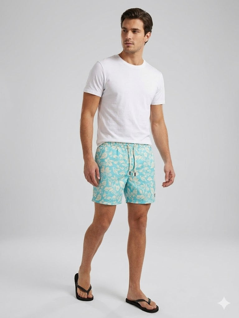 GUESS Erkek Deniz Şortu Mayosu Tropikal Çiçek Desenli F6GT08WG282
