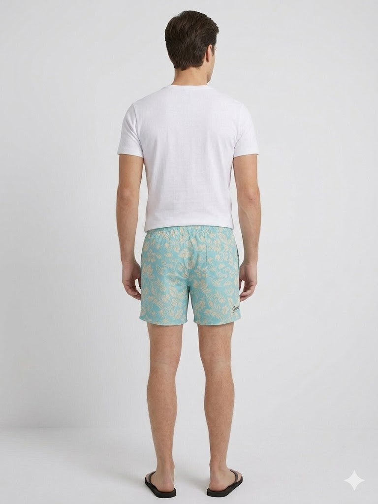 GUESS Erkek Deniz Şortu Mayosu Tropikal Çiçek Desenli F6GT08WG282
