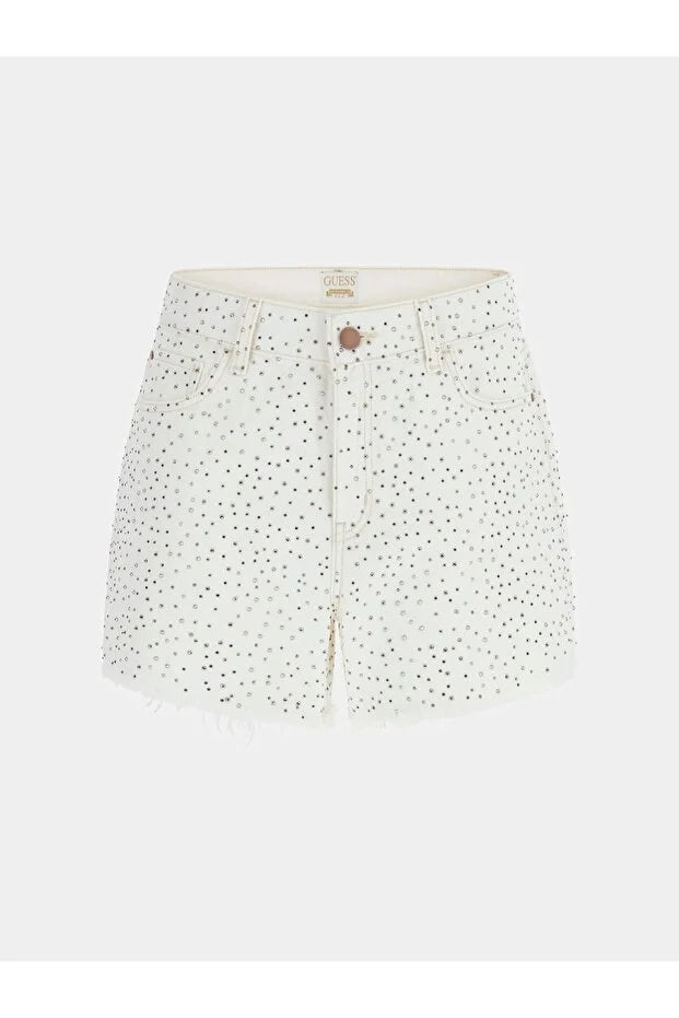GUESS Relaxed Mıdı Short Kadın Beyaz Şort W5GD74D5N91
