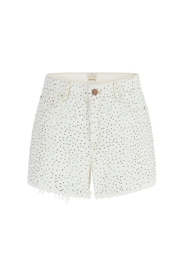 GUESS Relaxed Mıdı Short Kadın Beyaz Şort W5GD74D5N91