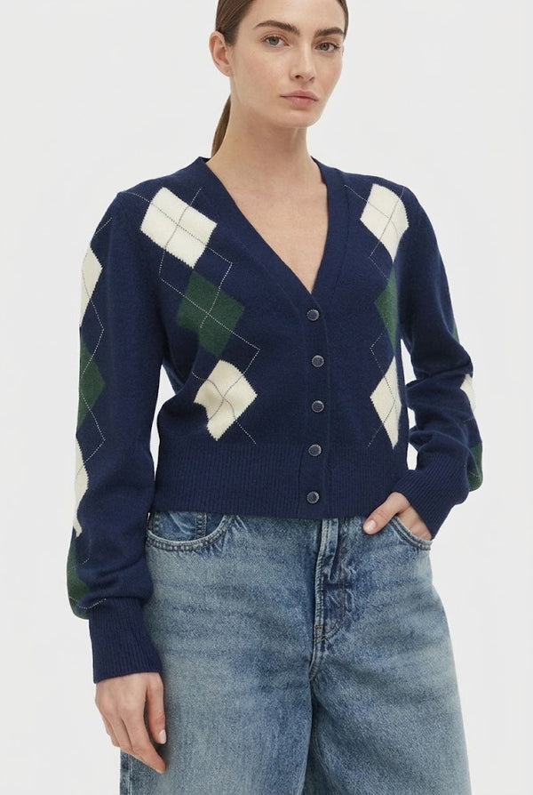 GUESS Baklava Desenli V Yaka Düğmeli Kadın Kazak W6BR47Z1446