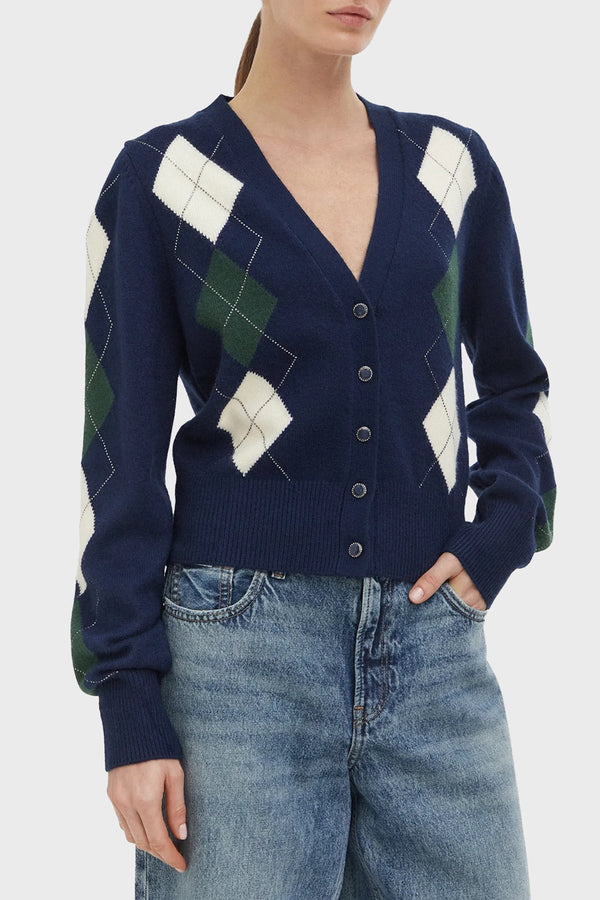 GUESS Baklava Desenli V Yaka Düğmeli Kadın Kazak W6BR47Z1446