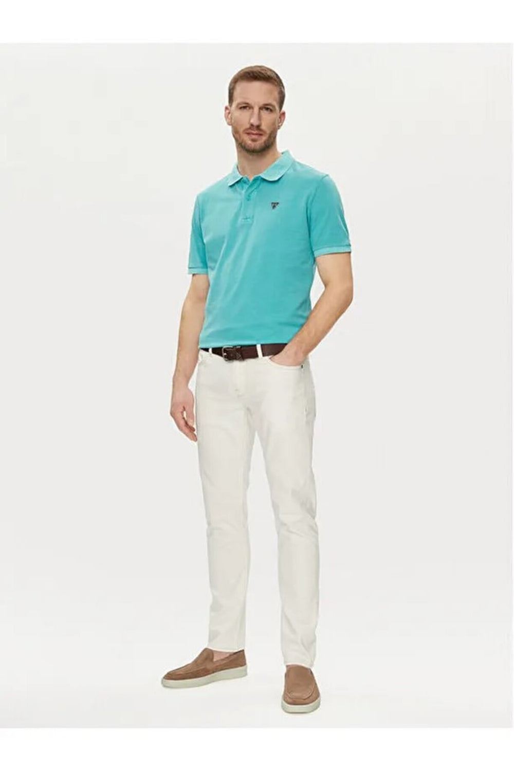GUESS Erkek Polo Yaka Pike Pamuklu Kısa Kollu T-Shirt F3GP00K9WF1