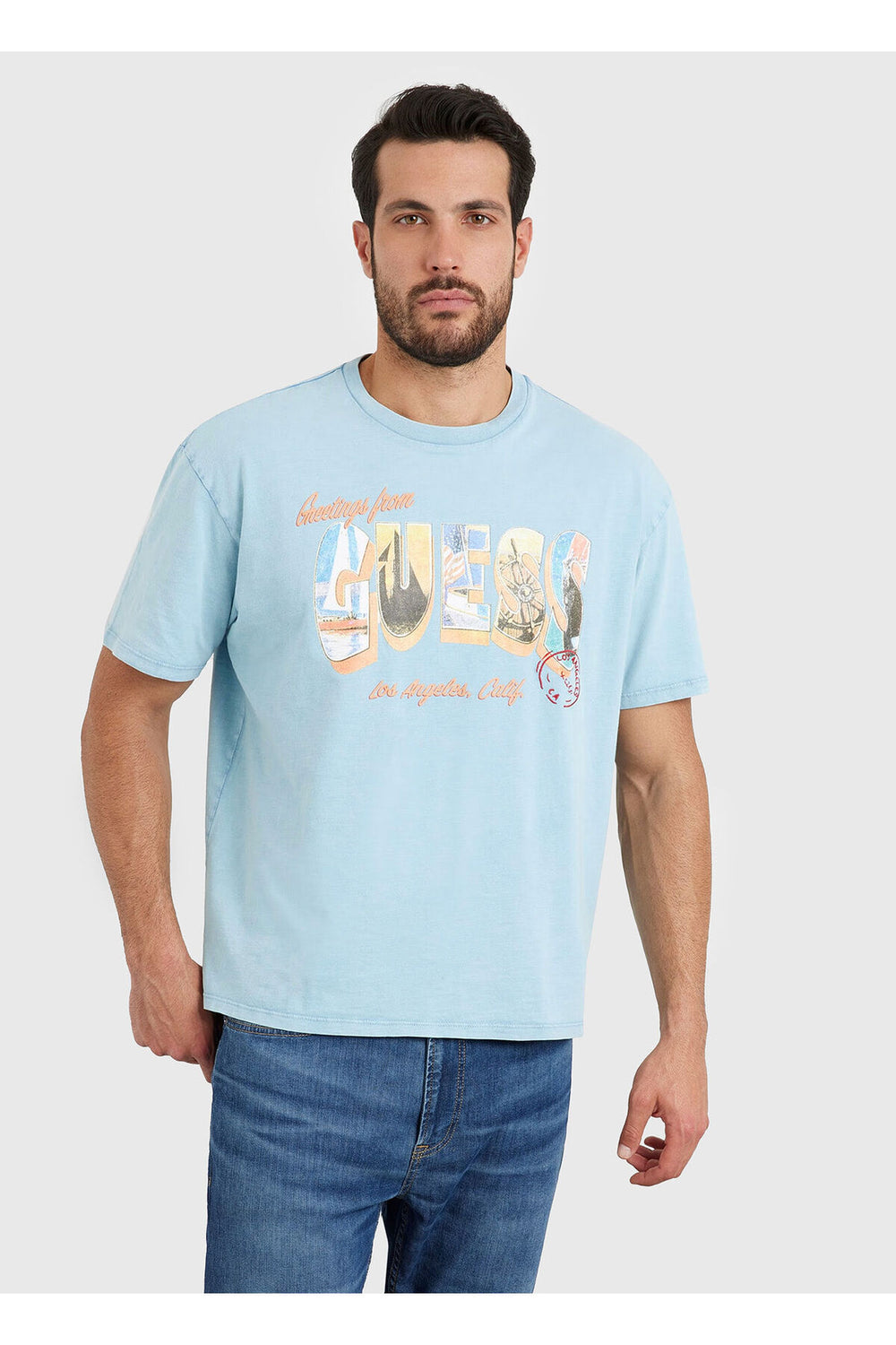 GUESS Bisiklet Yaka Baskılı T-Shirt M4GI44KC6U1