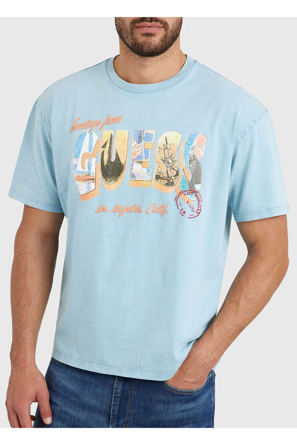 GUESS Bisiklet Yaka Baskılı T-Shirt M4GI44KC6U1