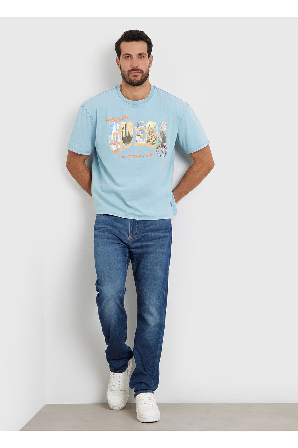GUESS Bisiklet Yaka Baskılı T-Shirt M4GI44KC6U1