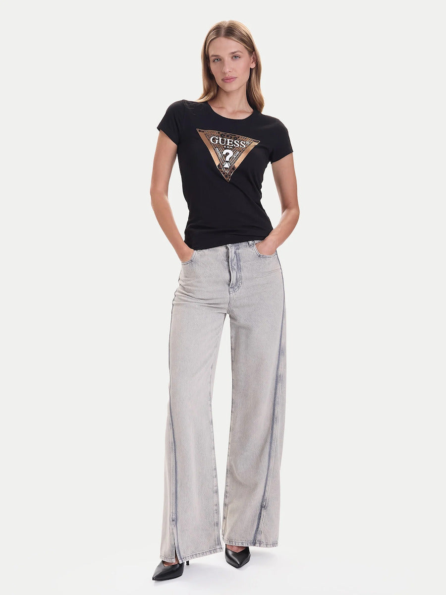 GUESS  Leo Kadın Siyah Slim Fit T-Shirt W5BI28J1314