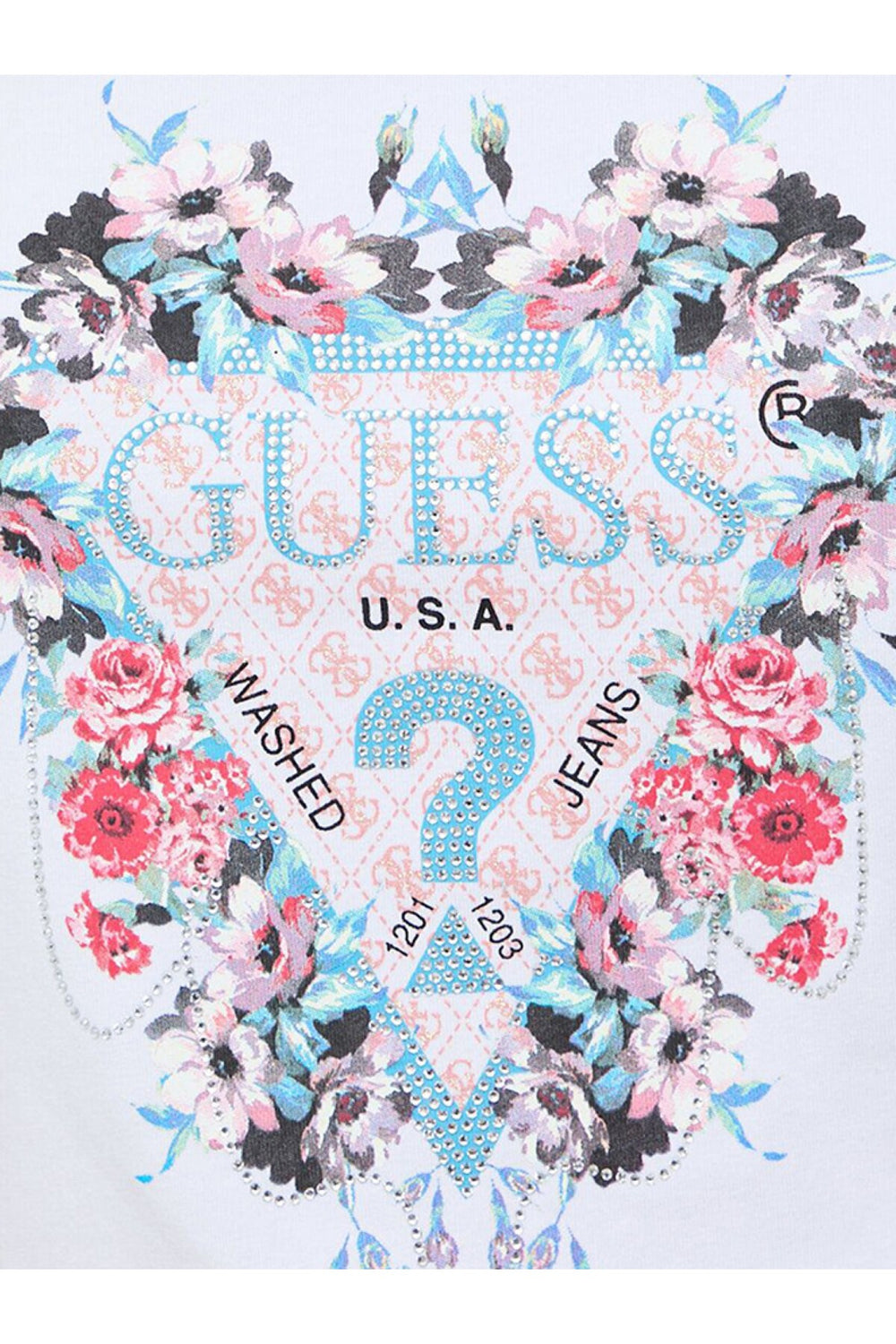 GUESS Flowers Triang Kadın Slim Fit T-shirt W4RI38J1314