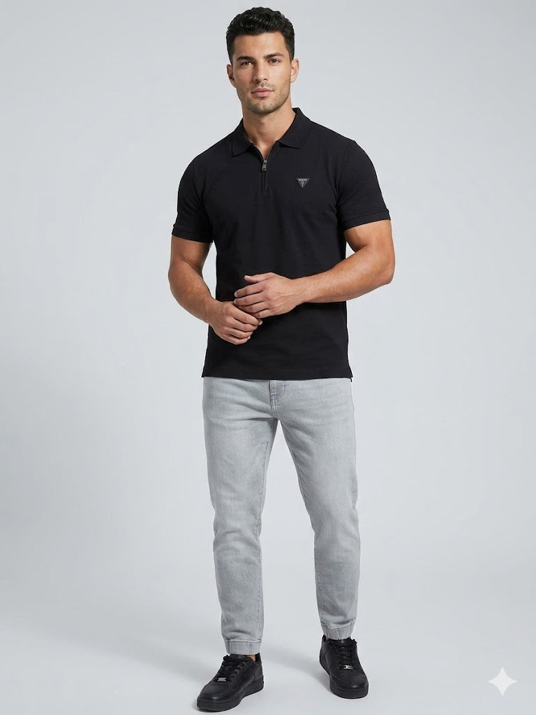 GUESS Erkek Fermuar Detaylı Polo Yaka Kısa Kollu T-Shirt M4YR00Z3DM0