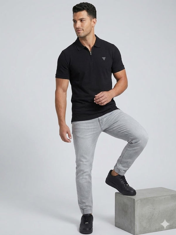 GUESS Erkek Fermuar Detaylı Polo Yaka Kısa Kollu T-Shirt M4YR00Z3DM0