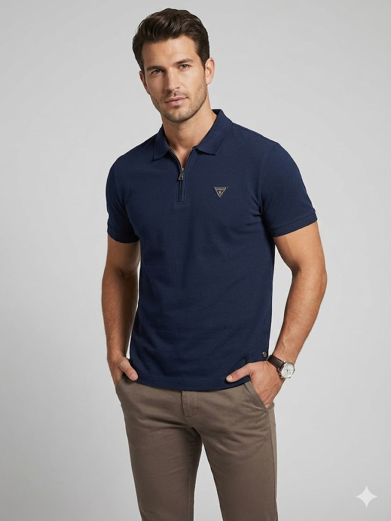 GUESS Erkek Fermuar Detaylı Polo Yaka Kısa Kollu T-Shirt M4YR00Z3DM0