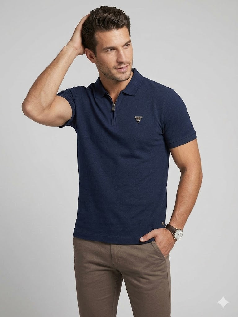 GUESS Erkek Fermuar Detaylı Polo Yaka Kısa Kollu T-Shirt M4YR00Z3DM0