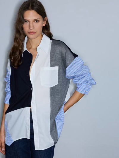 İPEKYOL Kumaş mix oversize gömlek IW6260025140
