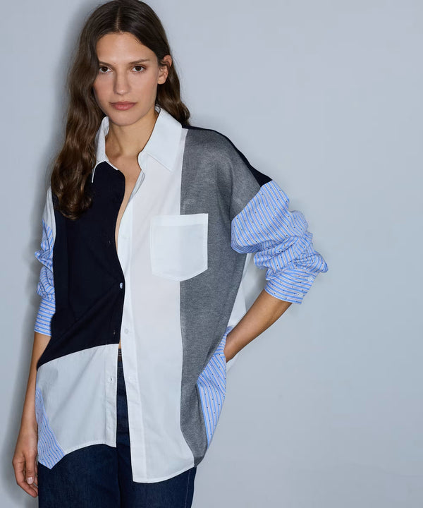 İPEKYOL Kumaş mix oversize gömlek IW6260025140
