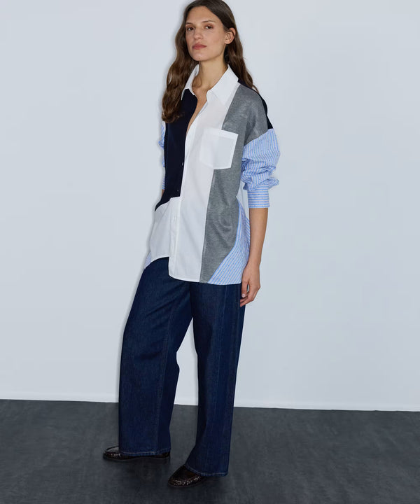 İPEKYOL Kumaş mix oversize gömlek IW6260025140