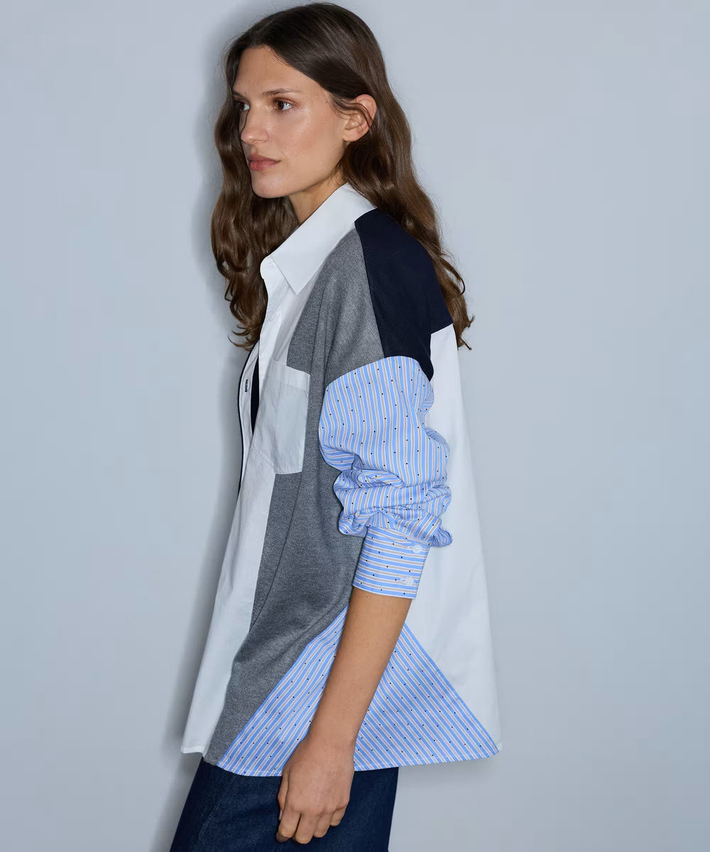 İPEKYOL Kumaş mix oversize gömlek IW6260025140
