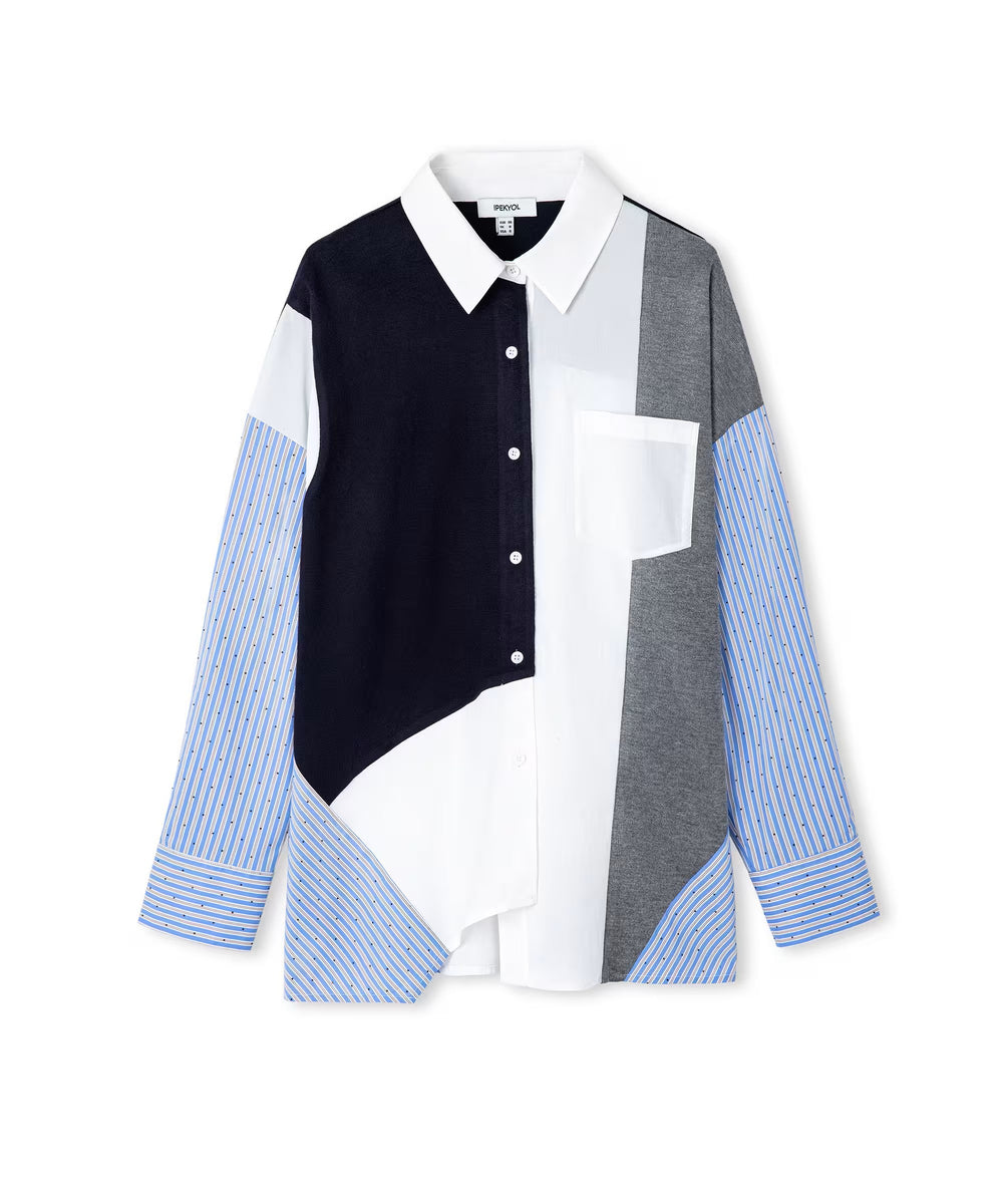 İPEKYOL Kumaş mix oversize gömlek IW6260025140