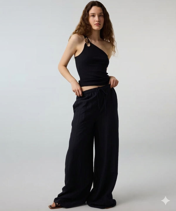 İPEKYOL  Çizgili Wide Leg Pantolon  IS1260003193