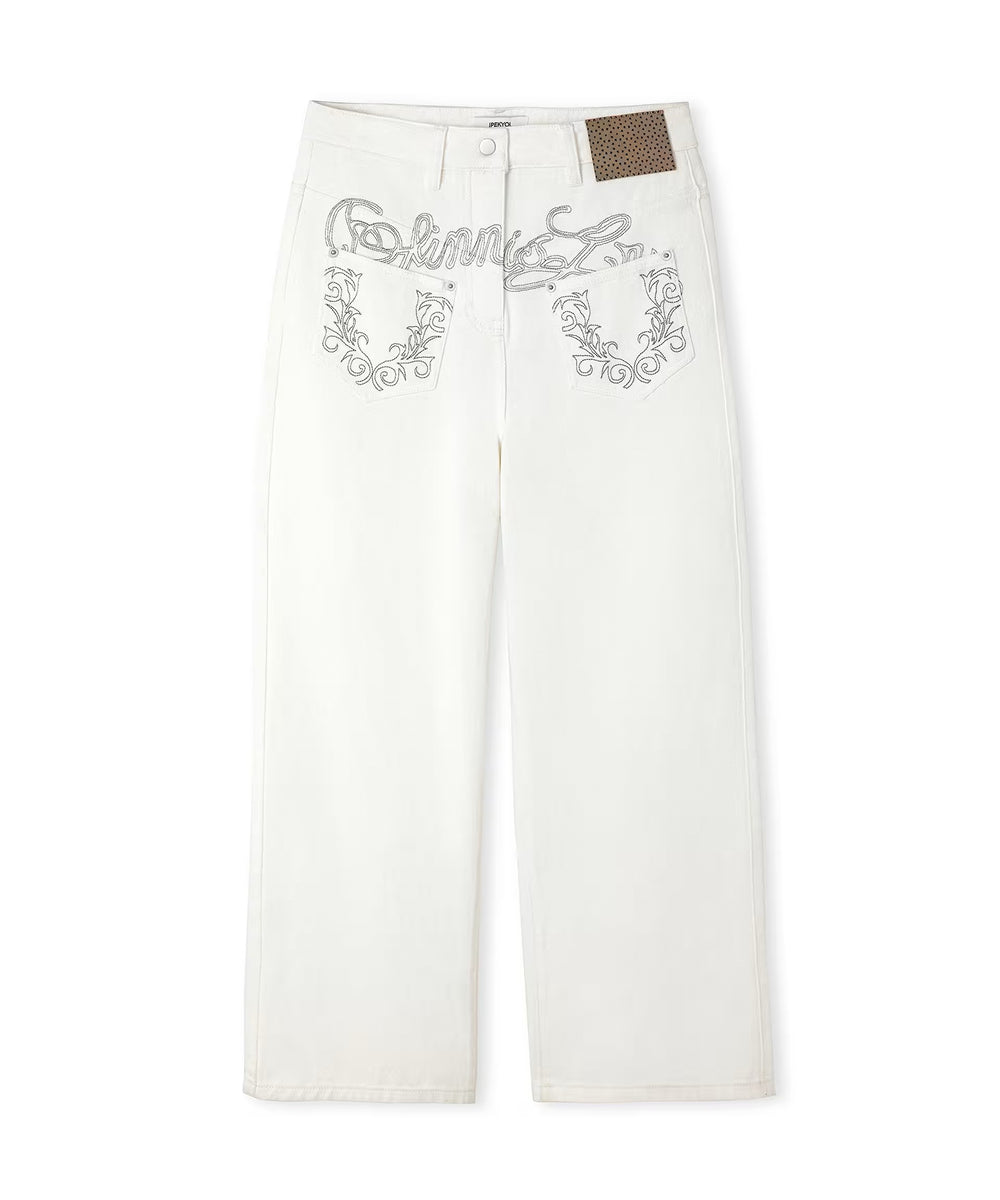 İPEKYOL Nakışlı barrel fit pantolon  IS1260018001