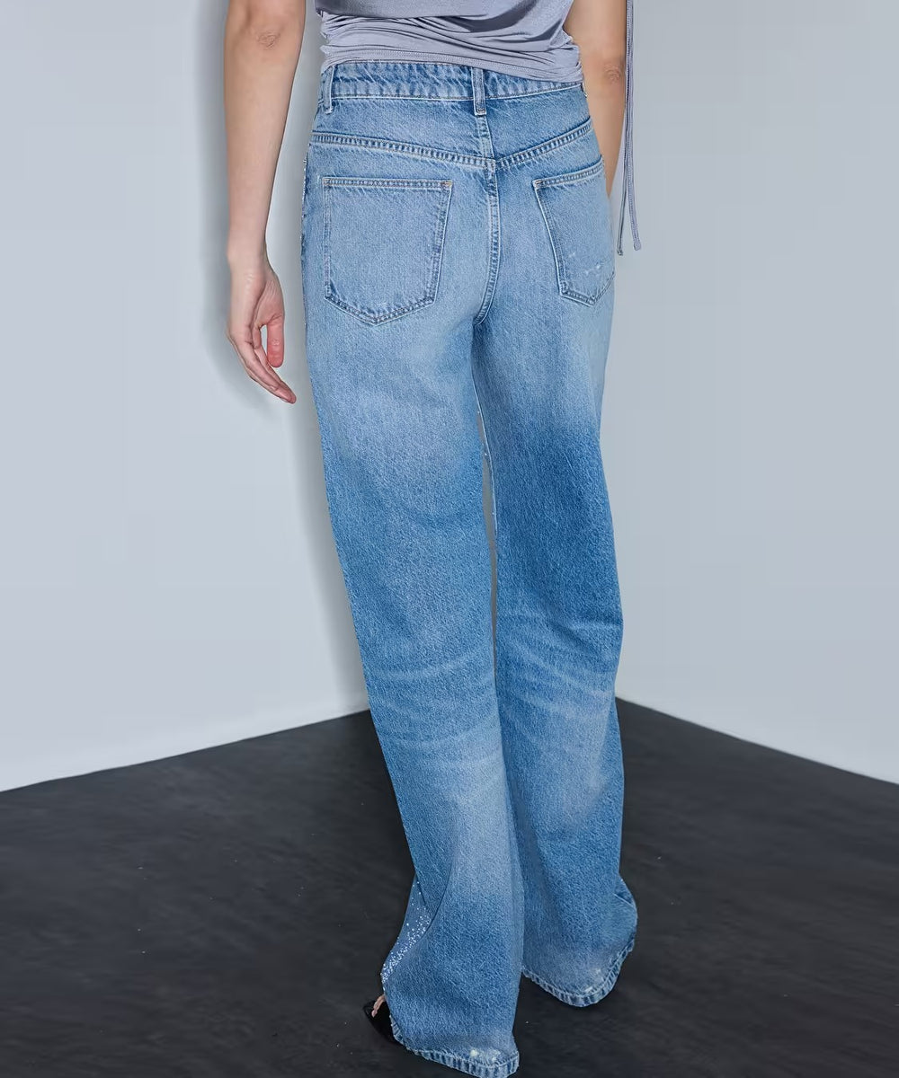 İPEKYOL Hotfix Baskılı Wide Leg Jean Pantolon IS1260018040